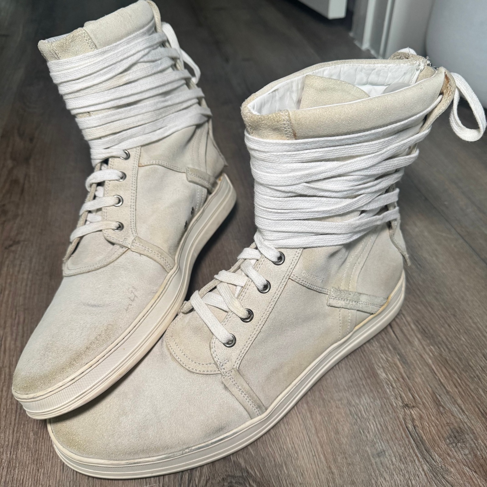 Christian Dior Dior Homme High Top Zip Gray Eu 45 Suede Sneakers Made In Italy